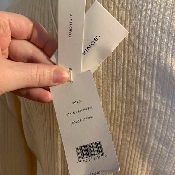 Vince Cream V-Neck Long Sleeve Top w/ Tags - Picture 4 of 6